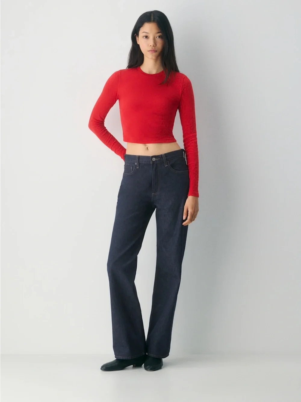 NWT Aritzia HomeStretch Rib Crew Waist Longsleeve Flashing Red Size Medium